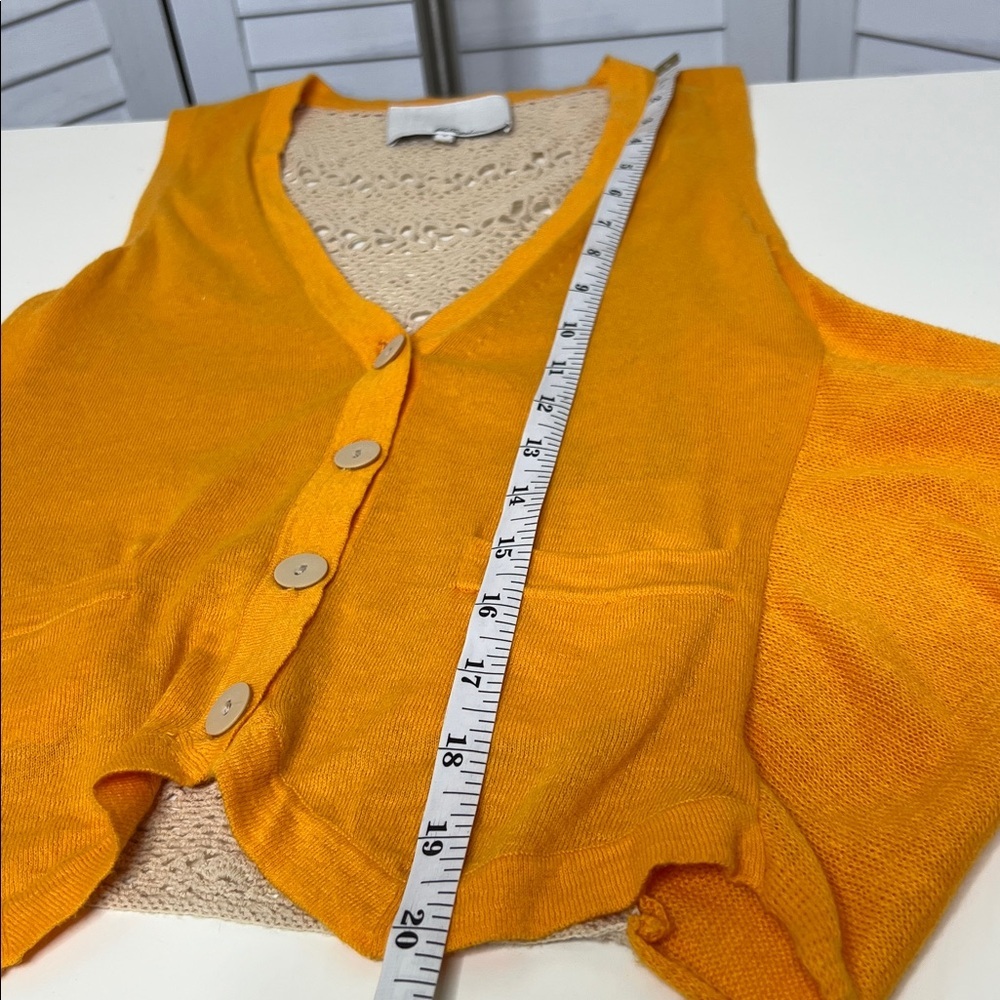 3.1 Phillip Lim Vibrant Orange Button-Up Vest Lace Back Front Pockets Small - Picture 8 of 8